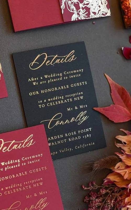 15 Glamorous Black And Red Wedding Invitations + FAQs